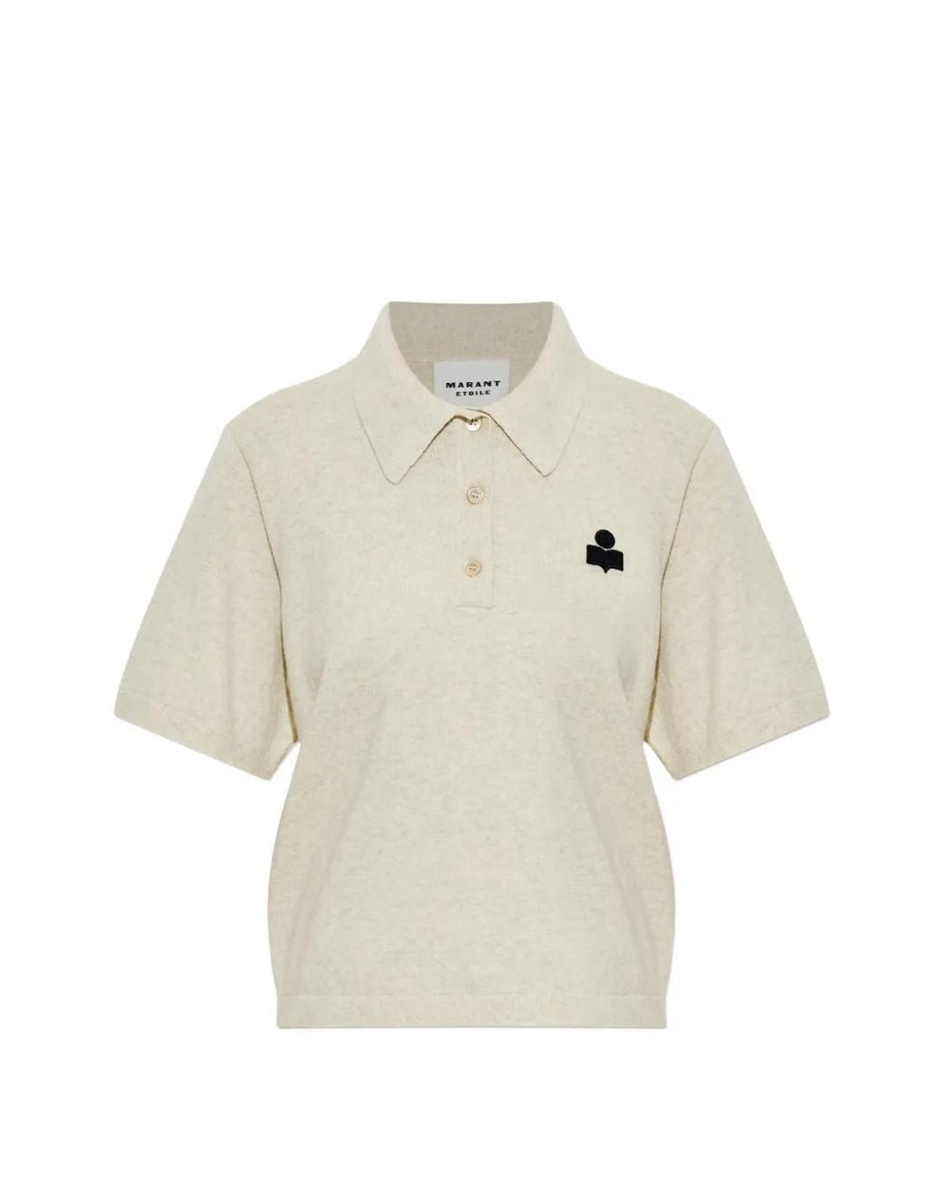Isabel Marant White Althea Logo-Patch Polo Shirt