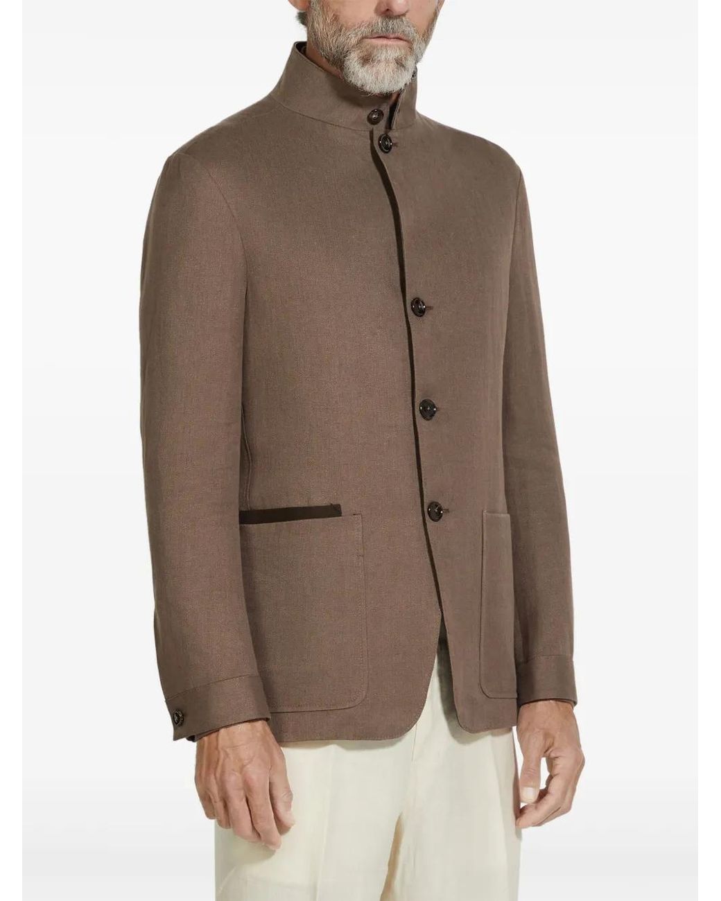 Zegna Brown Oasi Lino Il Conte Jacket for men