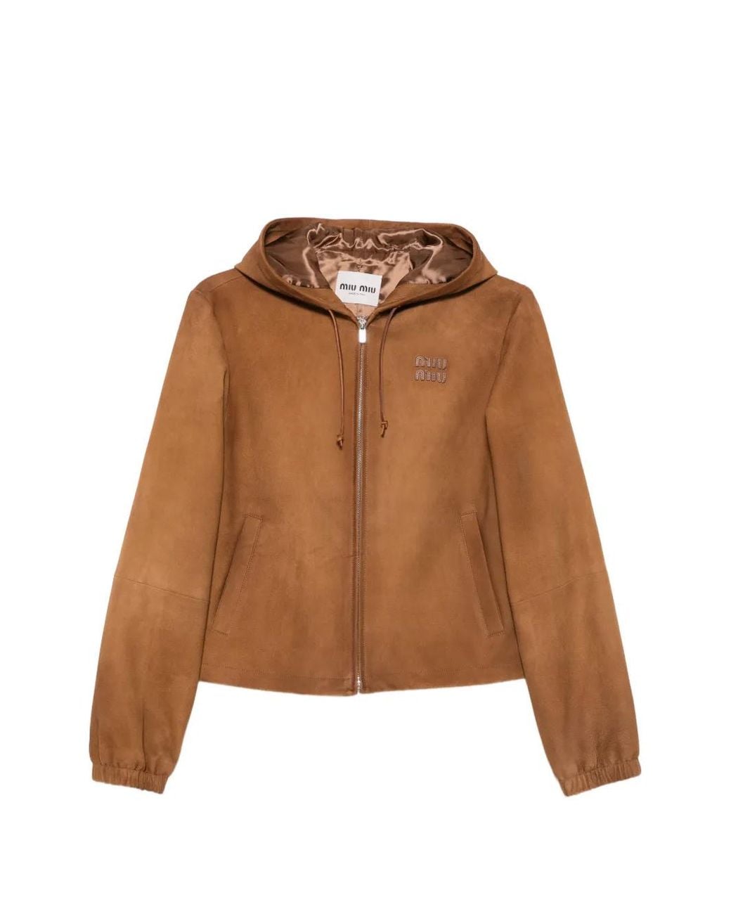 Miu Miu Brown Waxed Suede Blouson Jacket