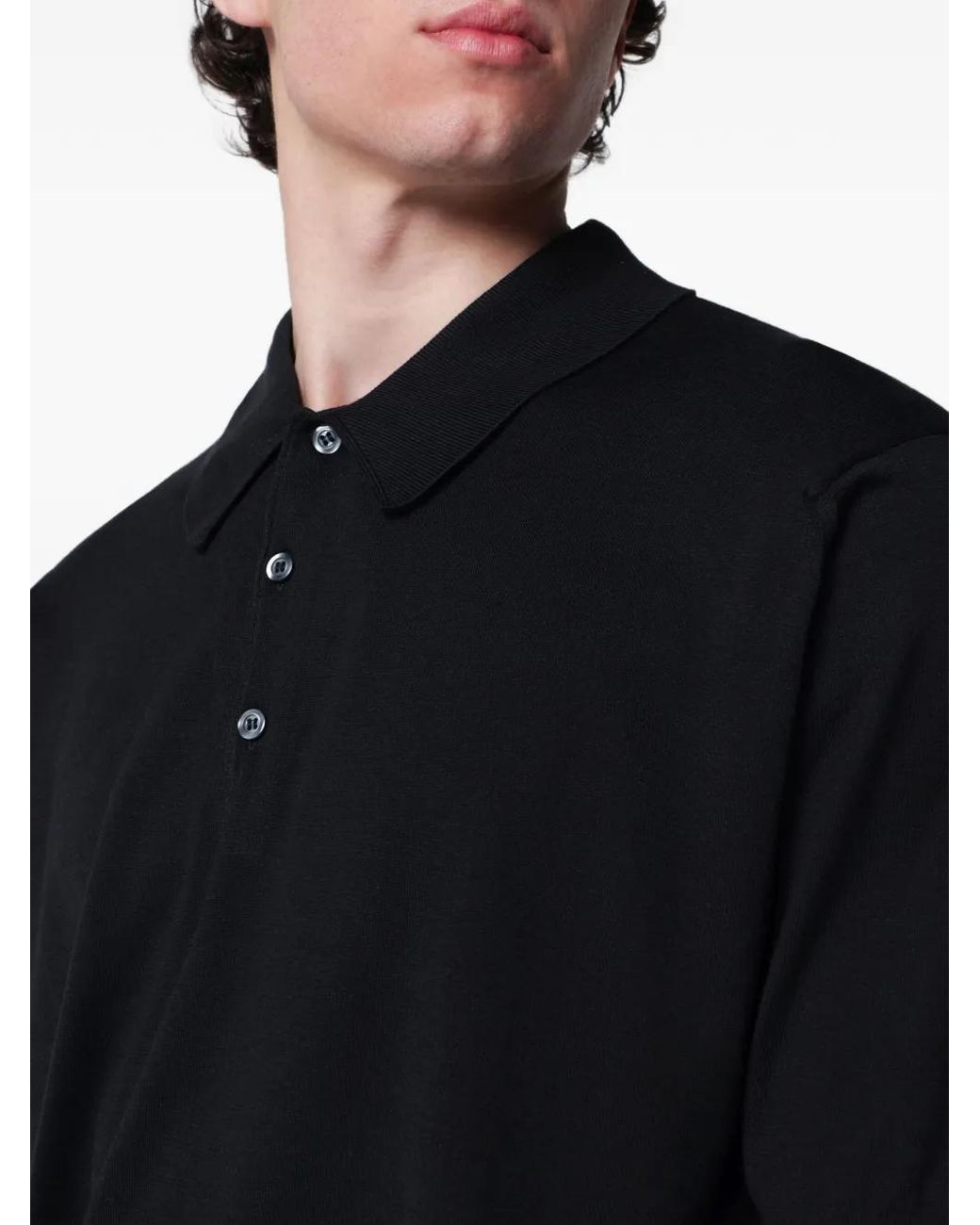 John Smedley Black Isis Polo Shirt for men