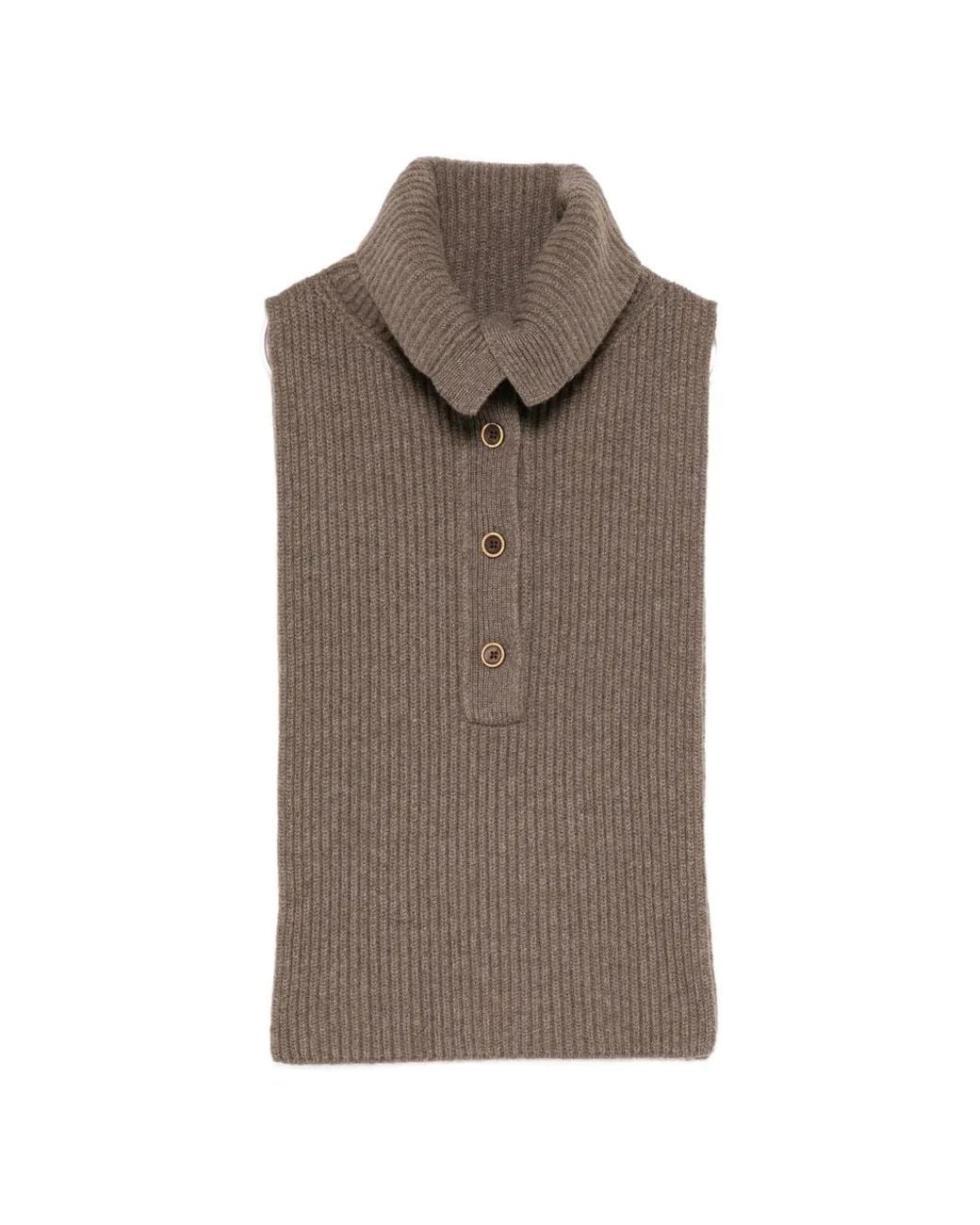 Uma Wang Brown Ribbed-Knit Button-Up Top