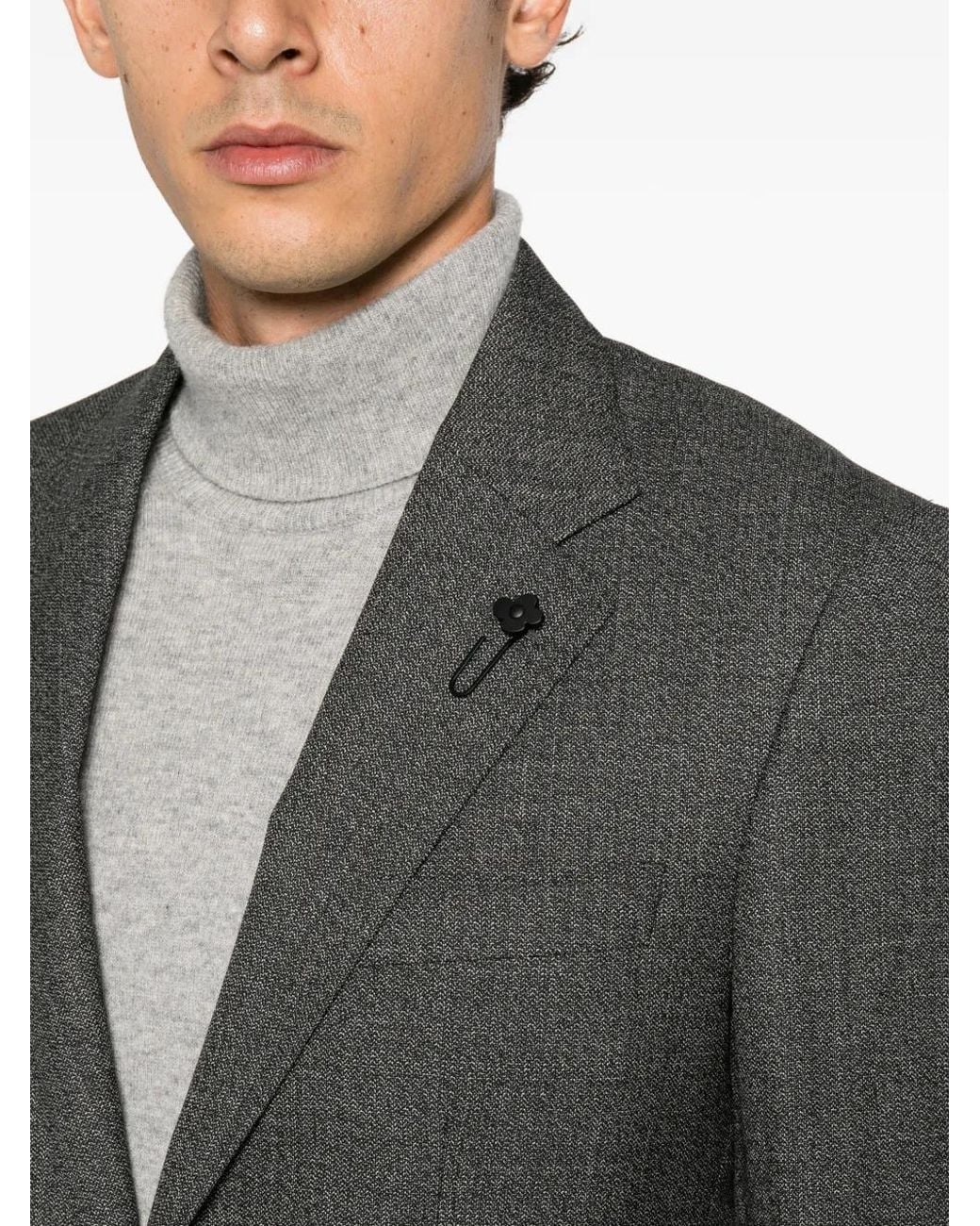 Lardini Gray Single-Breasted Wool Blazer for men
