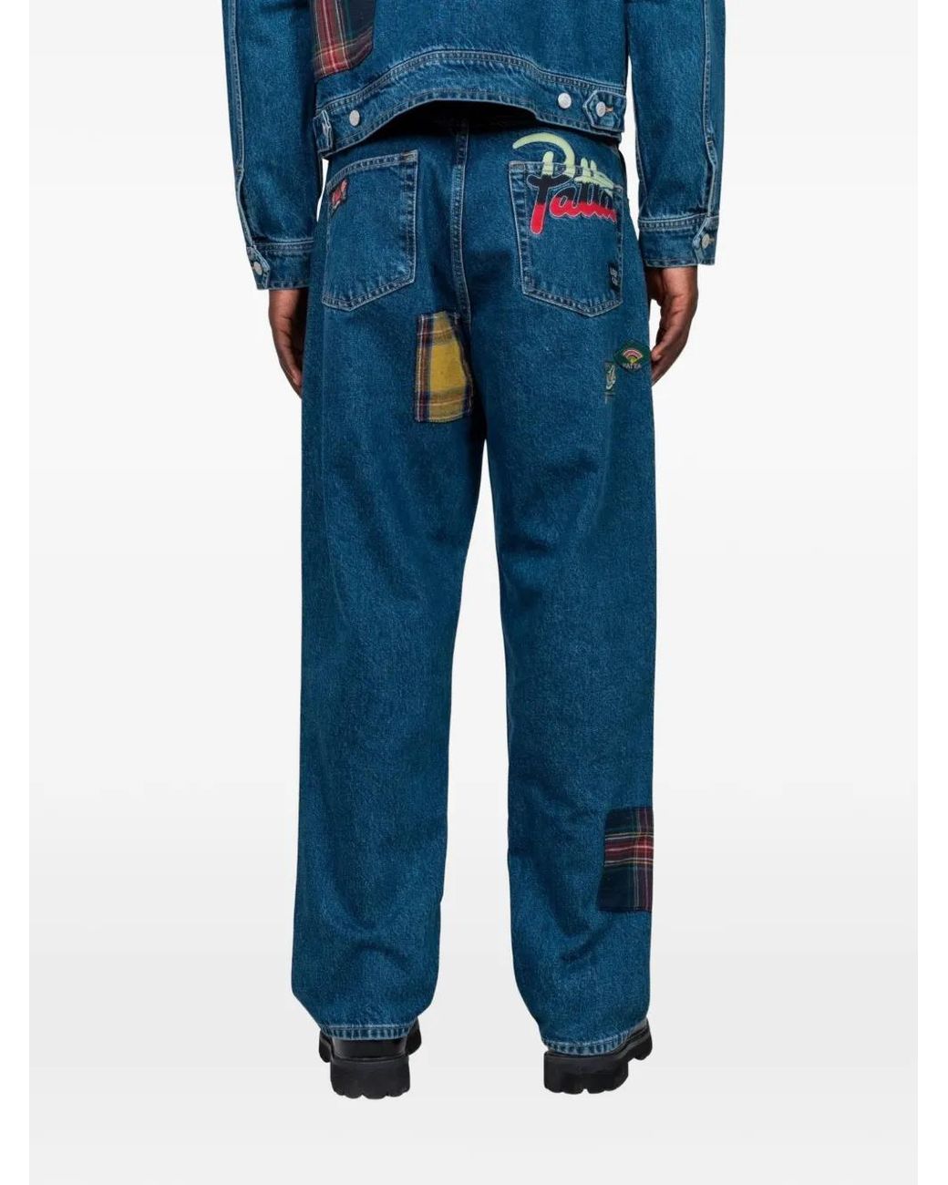 PATTA Blue Patchwork Labelled Trousers for men