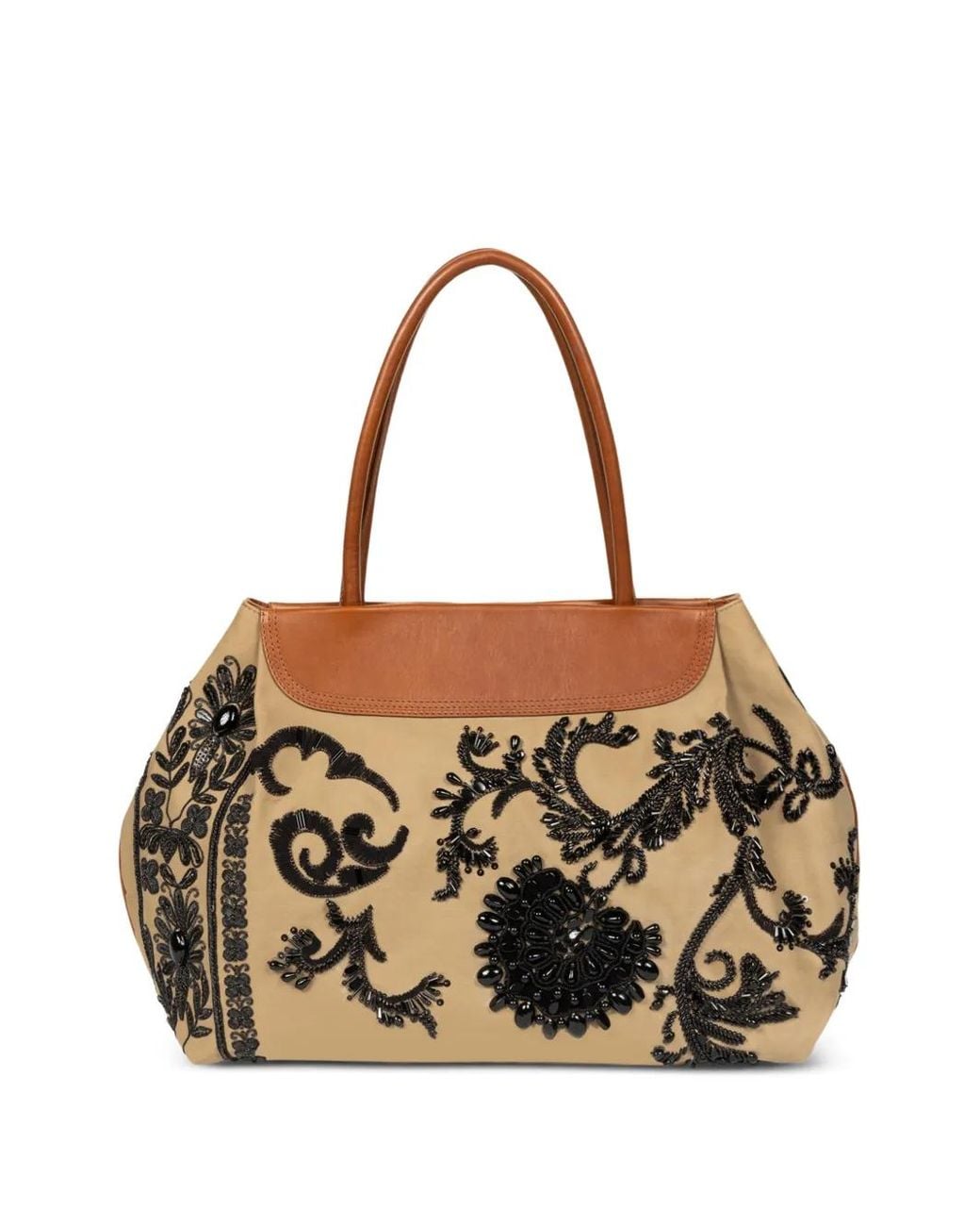 Dries Van Noten Black Embroidered Tote Bag