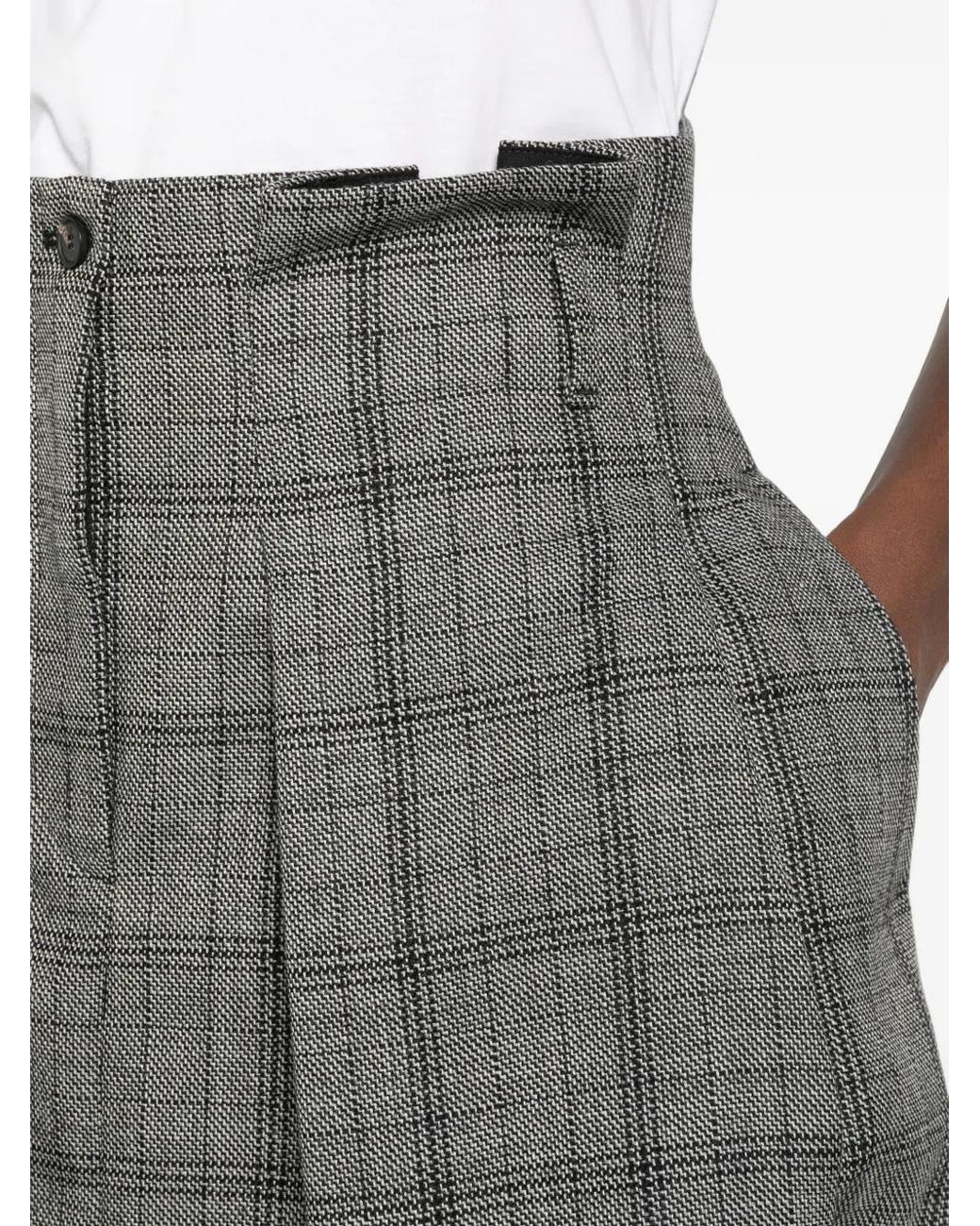 Tela Gray Check-Pattern Pleated Mini Skirt