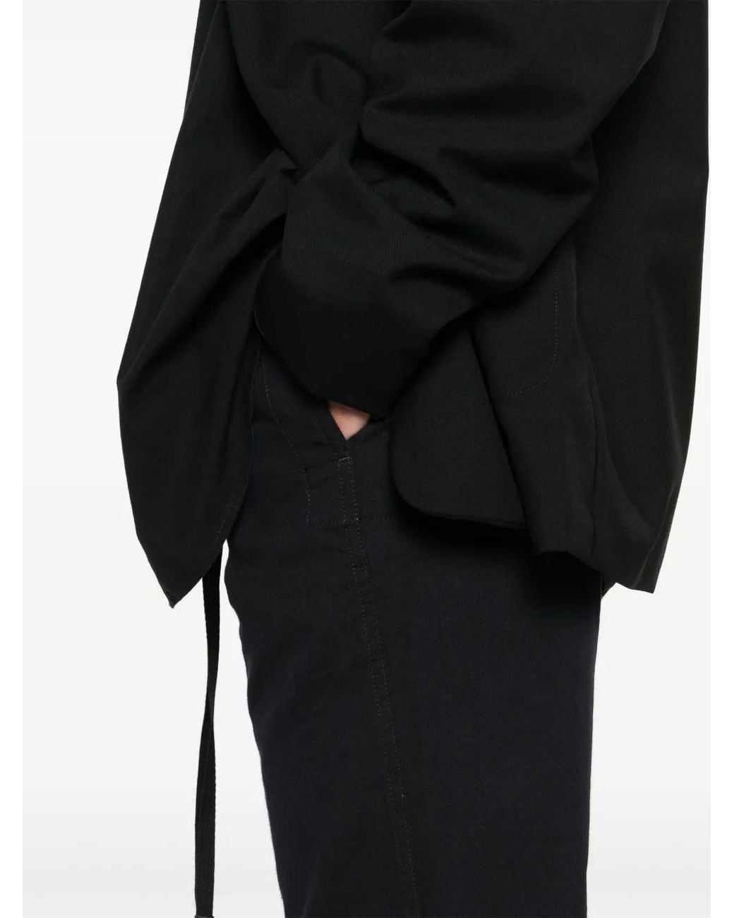 Lemaire Black Cotton Drawstring Trousers