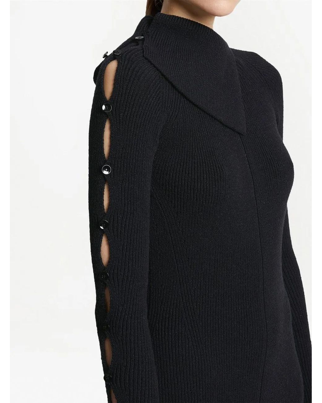 Proenza Schouler Black Micro-Ribbed Midi Dress