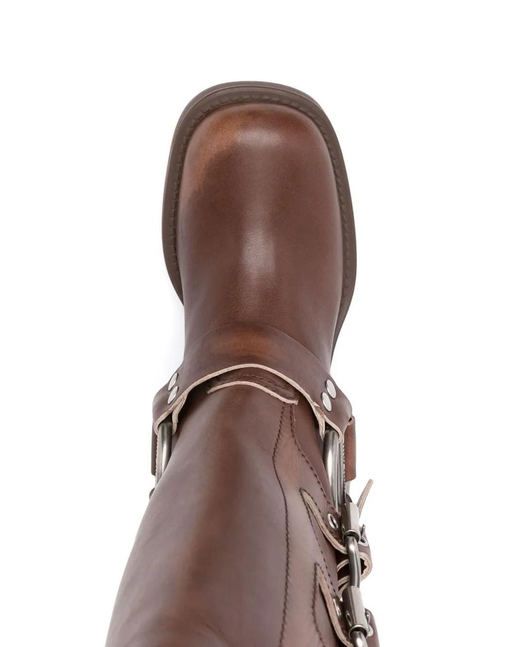 Miu Miu Brown Stivali Buckle Leather Boots for men