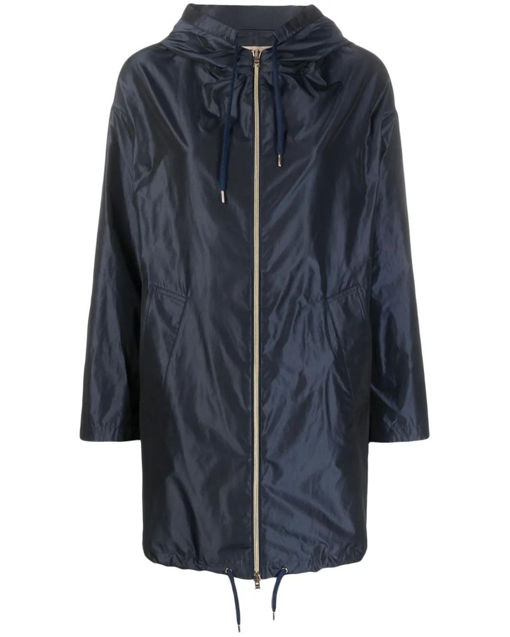 Herno Blue Techno Taffeta Parka Coat