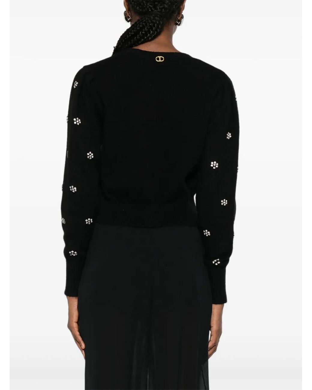 Twinset Black Floral-Pattern Cardigan