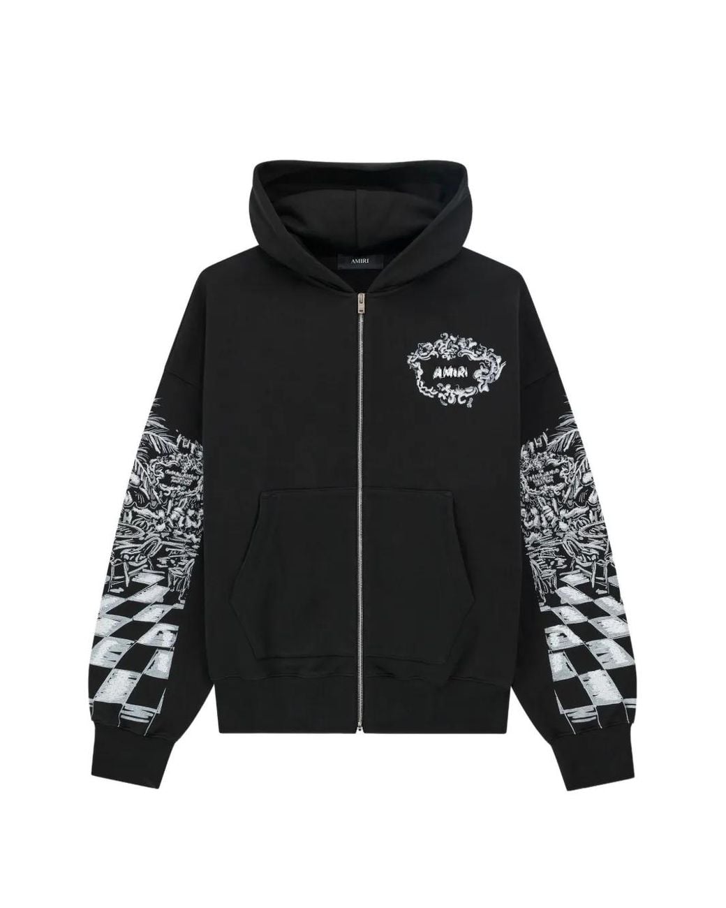 Amiri Black Hoodie À Fermeture Zippée for men