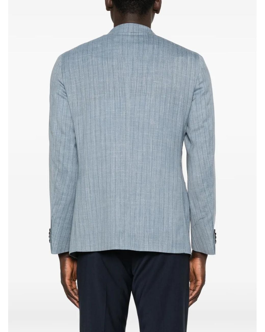 Caruso Blue Aida Pinstripe Double-Breasted Blazer for men