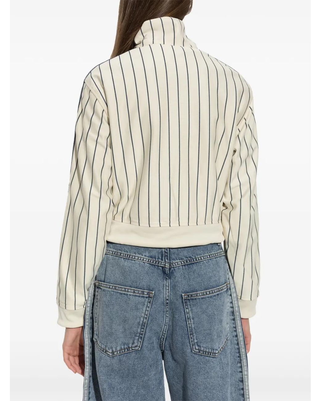 Adidas Natural Pinstripe-Print Sweater