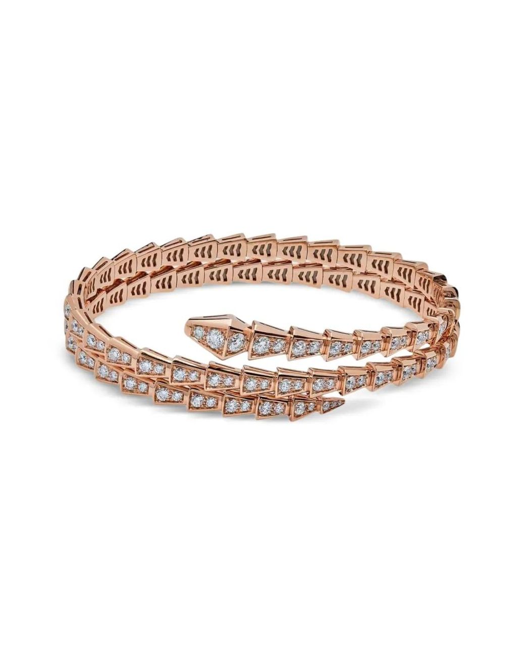BVLGARI White 18K Rose Serpenti Viper Diamond Bracelet