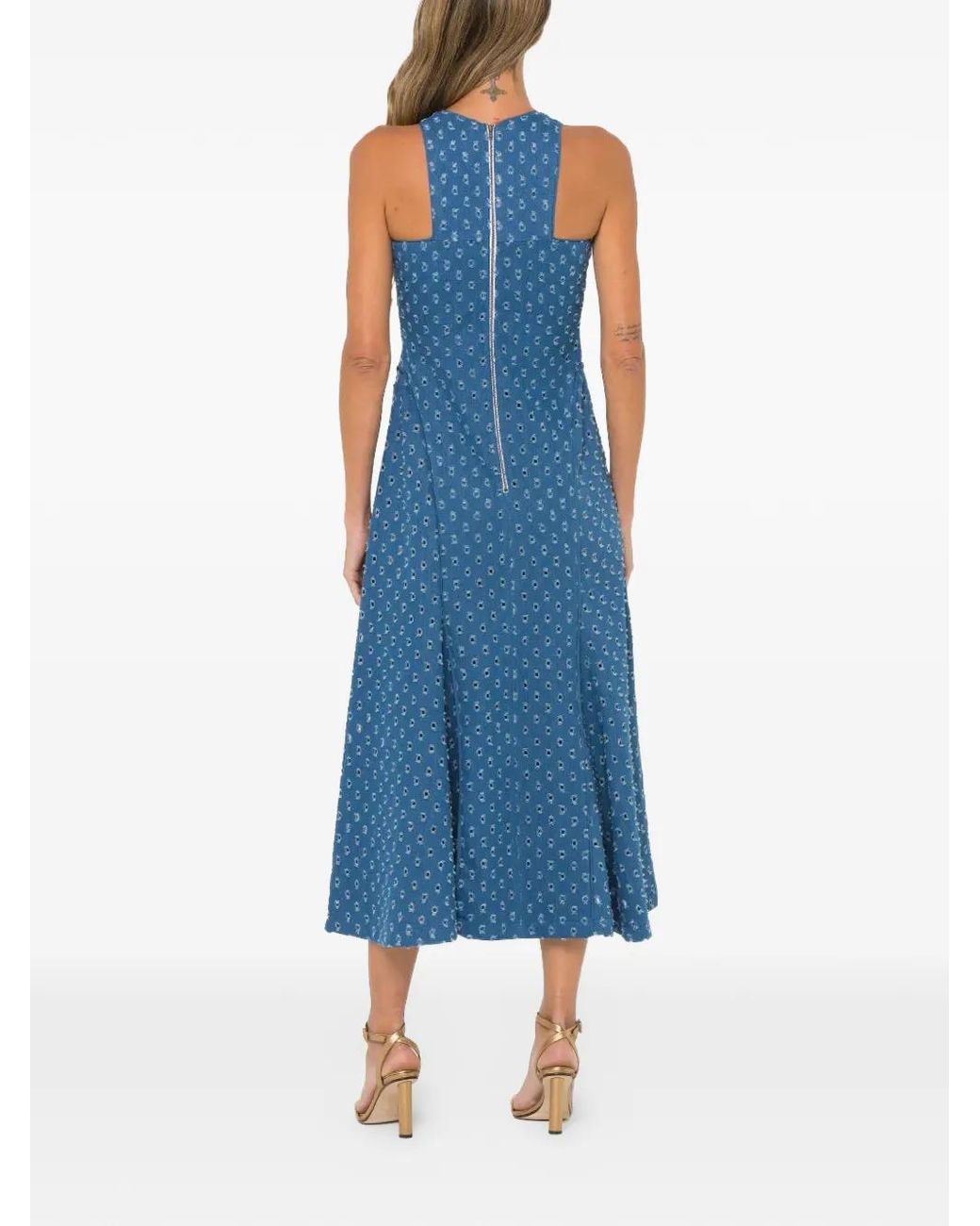 JBQ Blue Brynn Patterned Sleeveless Midi Dress