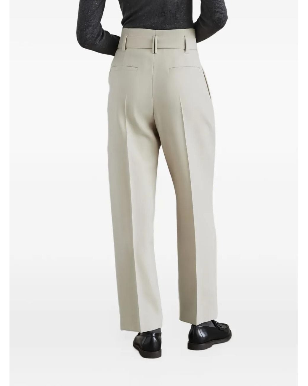 Brunello Cucinelli Gray Belted Tailored Trousers