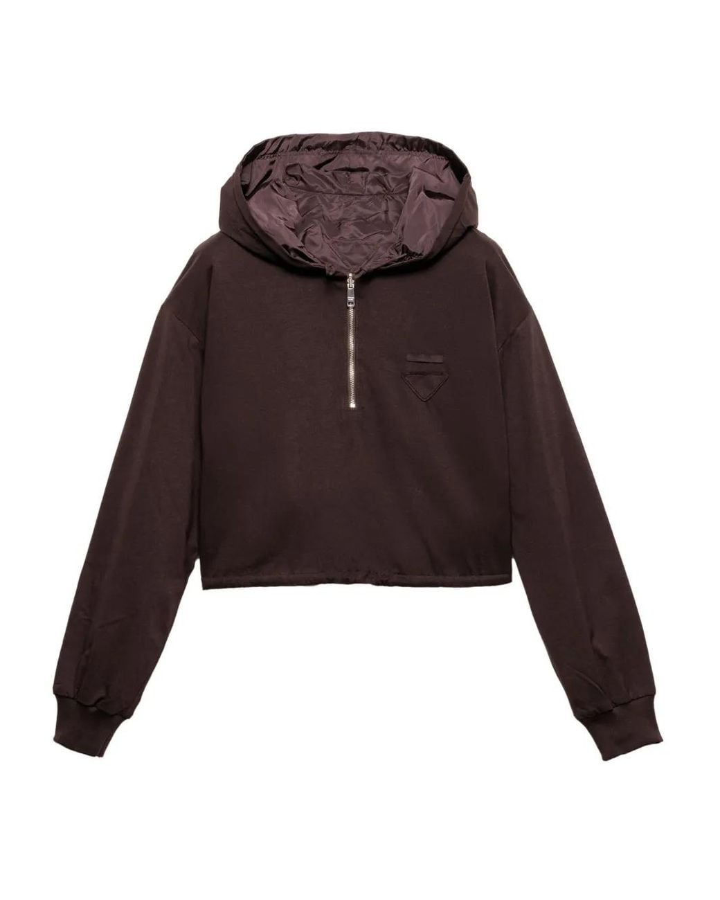 Prada Brown Cotton And Re-Nylon Hoodie