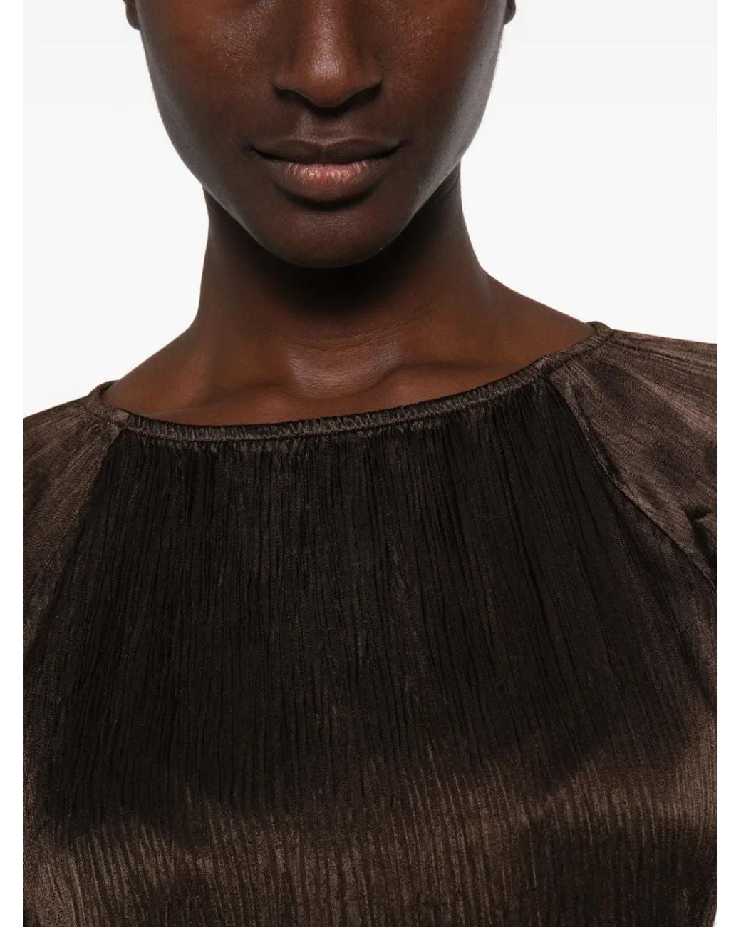 Dixie Brown Crinkled Raglan-Sleeve Top