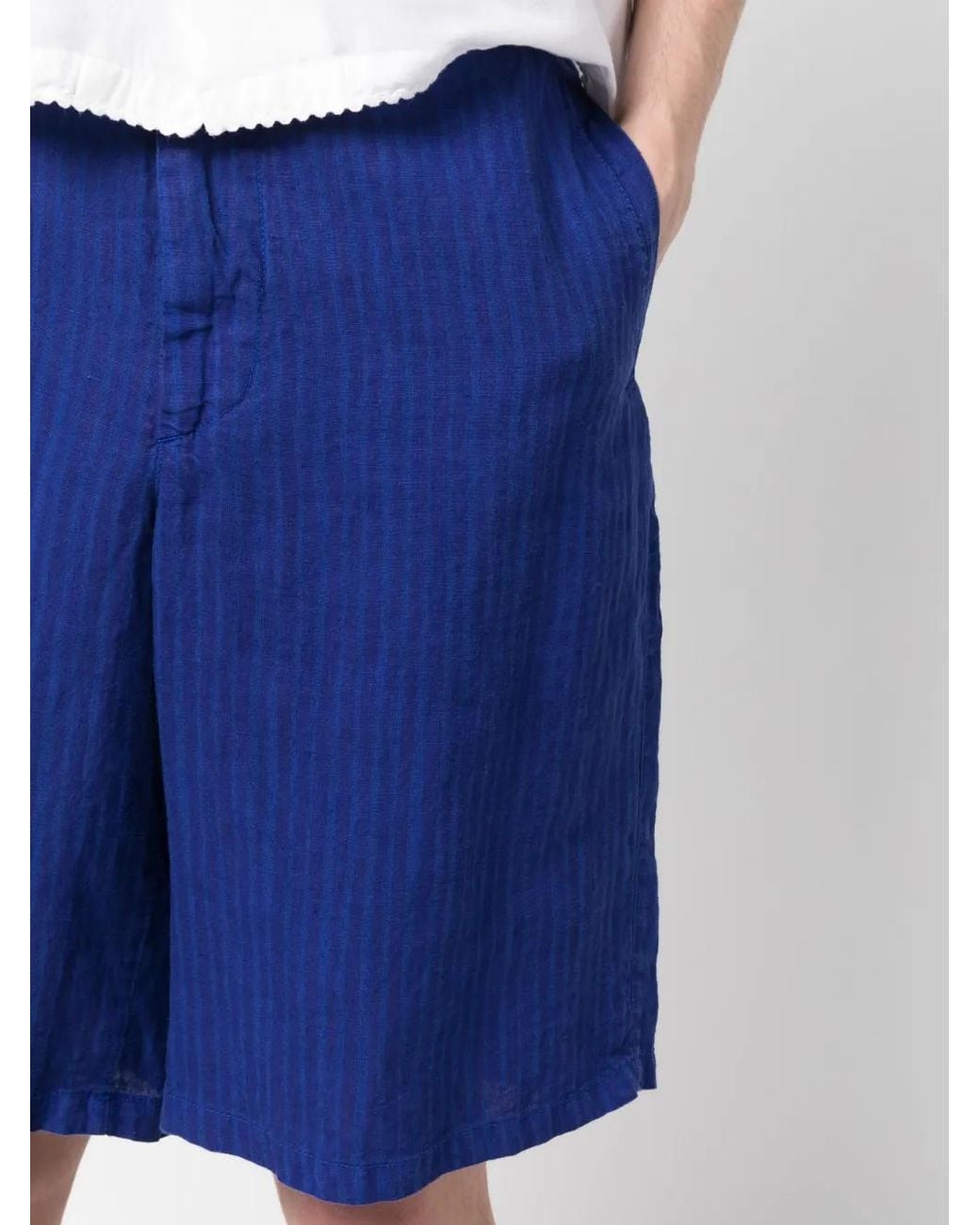 120% Lino Blue Linen Bermuda Shorts for men