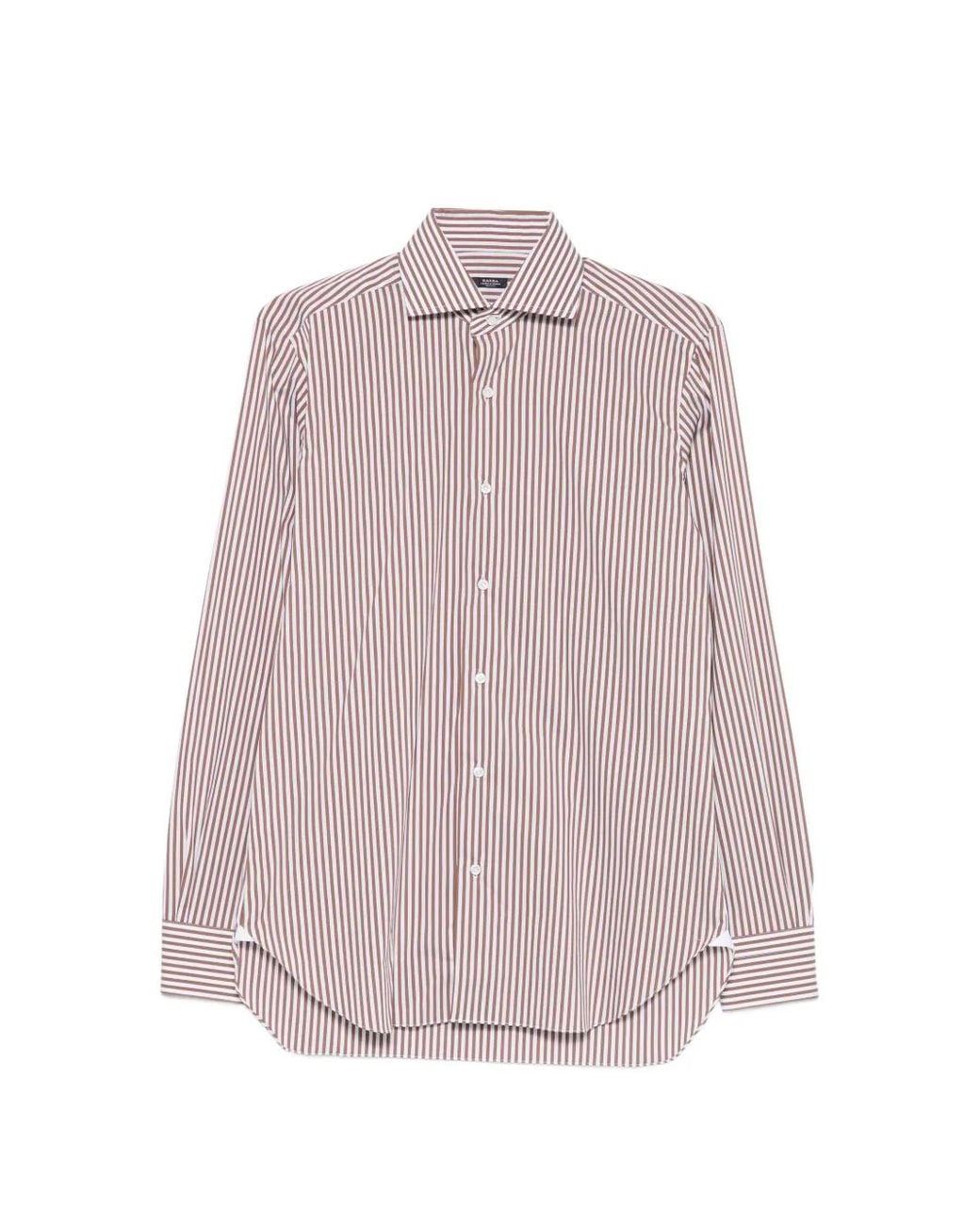 Barba Napoli Pink Striped Shirt for men