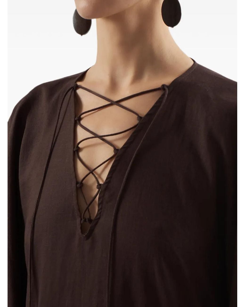 Taller Marmo Brown Robe-Caftan Empty Quarter À Franges