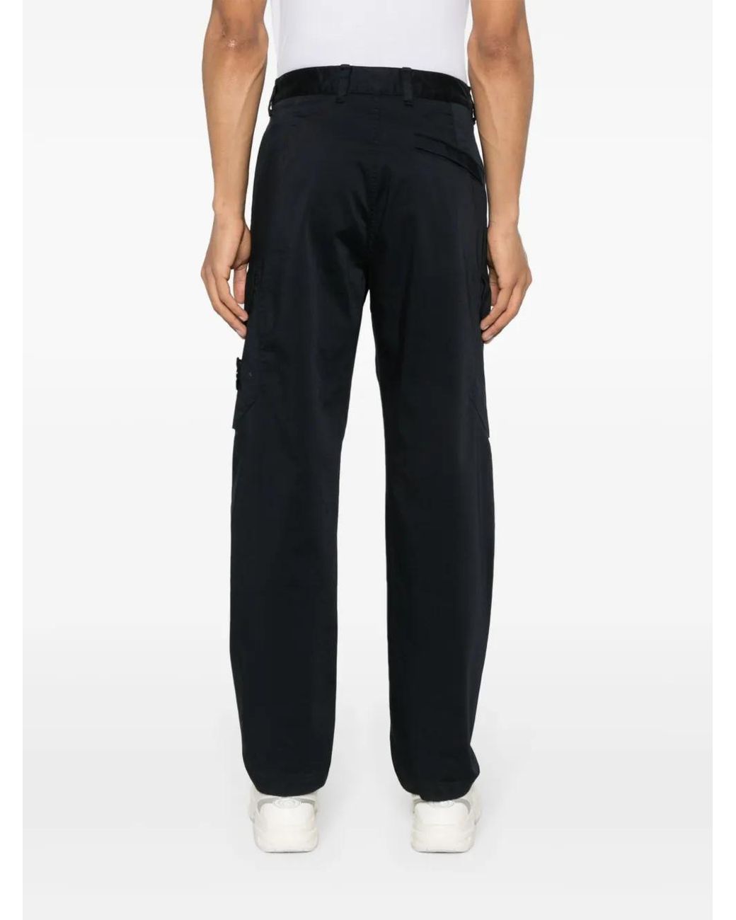 Stone Island Blue Compass-Badge Straight-Leg Trousers for men
