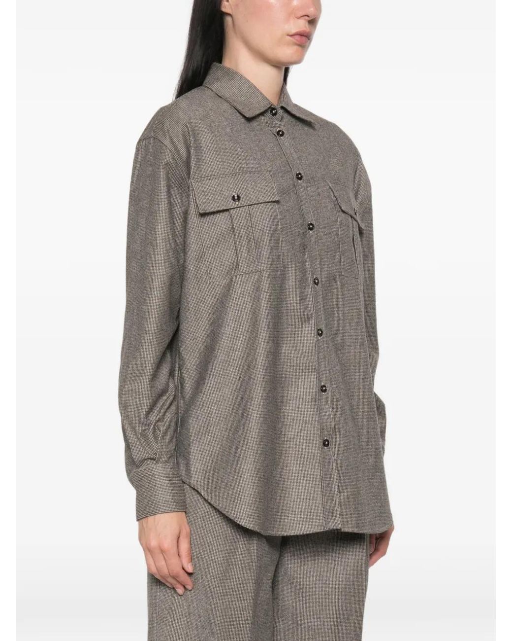 Tagliatore Gray Houndstooth Button-Up Shirt
