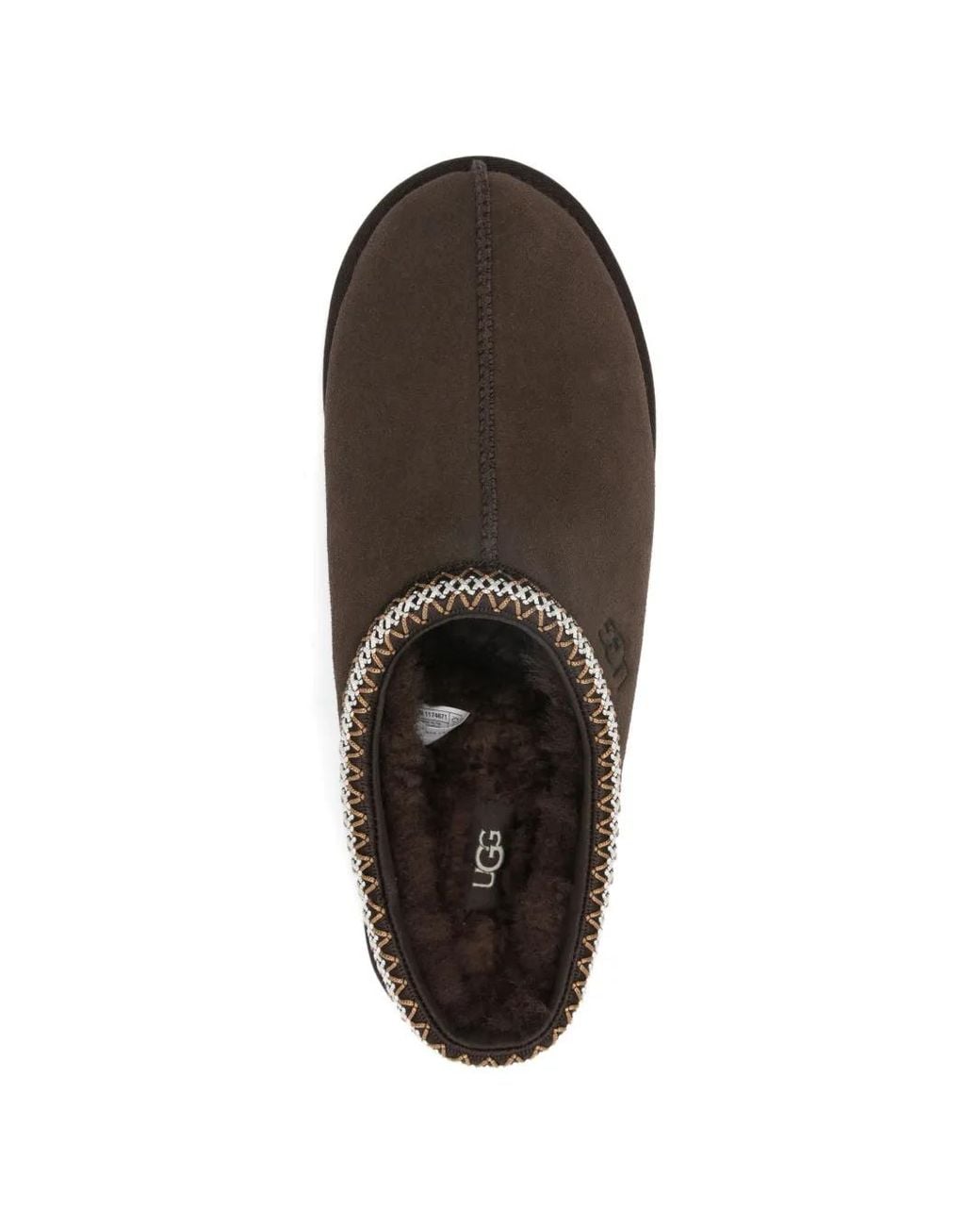 Ugg Brown Tasman Ii Embroidered-Trim Suede Mules