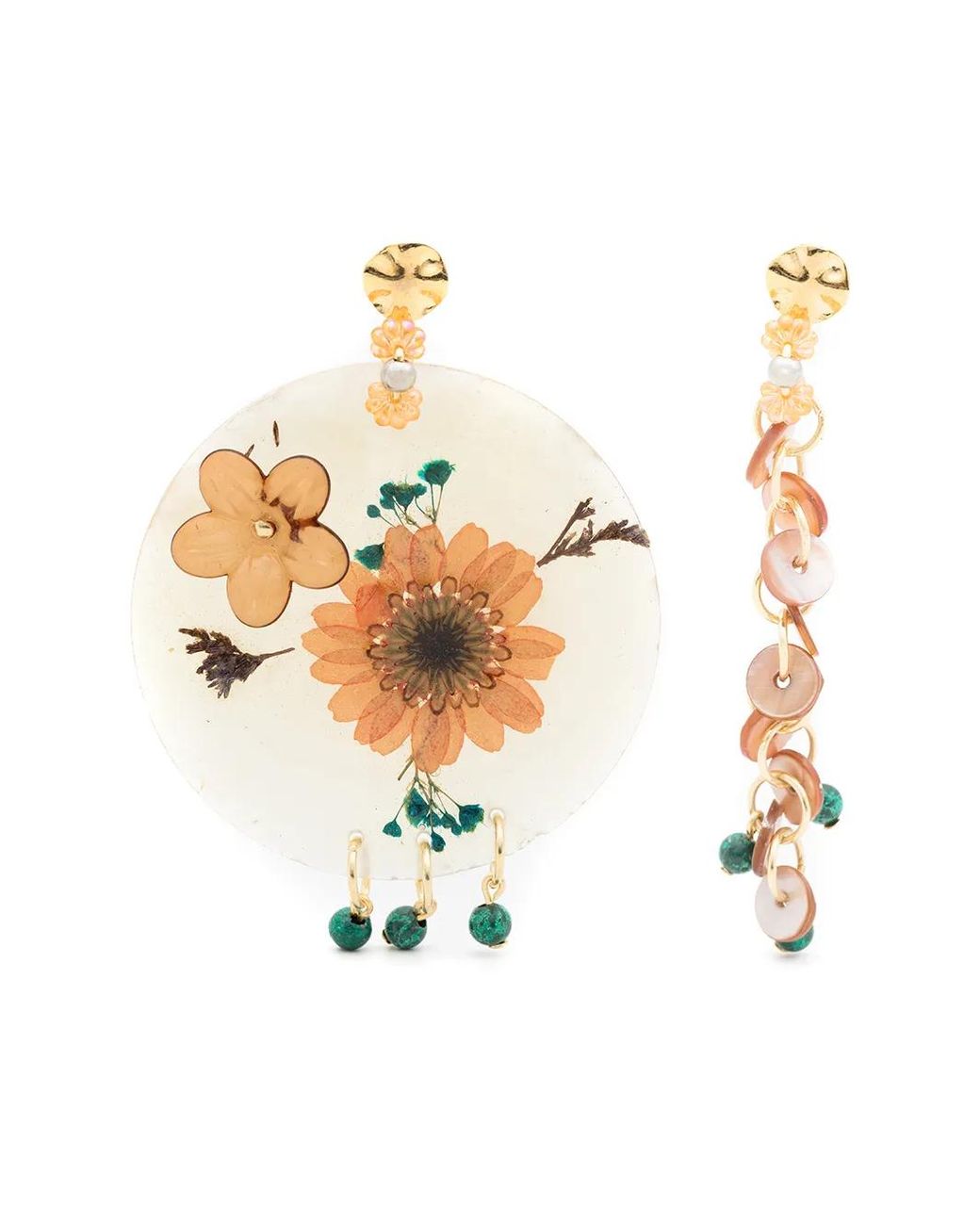 Amir Slama White Floral-Appliqué Drop Earrings