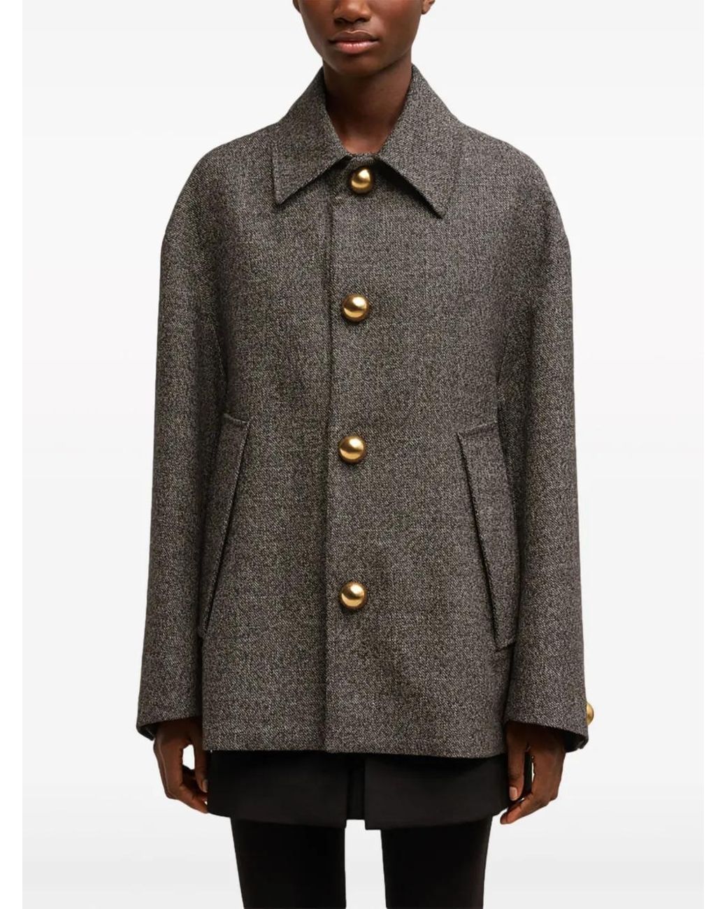 AMI Gray Belt-Detailed Coat