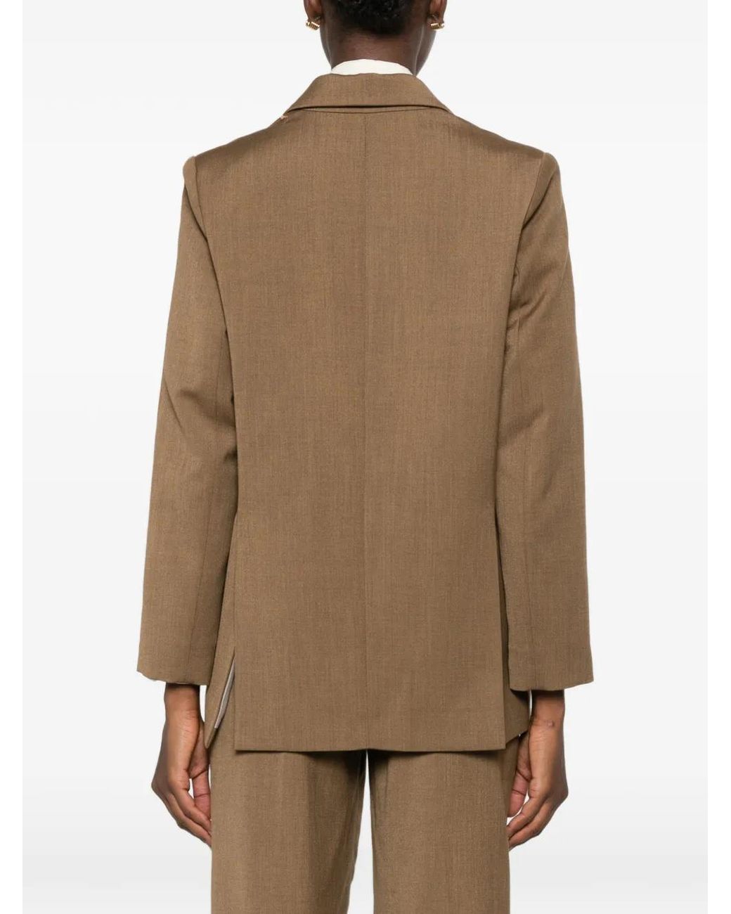 Forte_forte Brown Bead-Embellished Double-Breasted Blazer