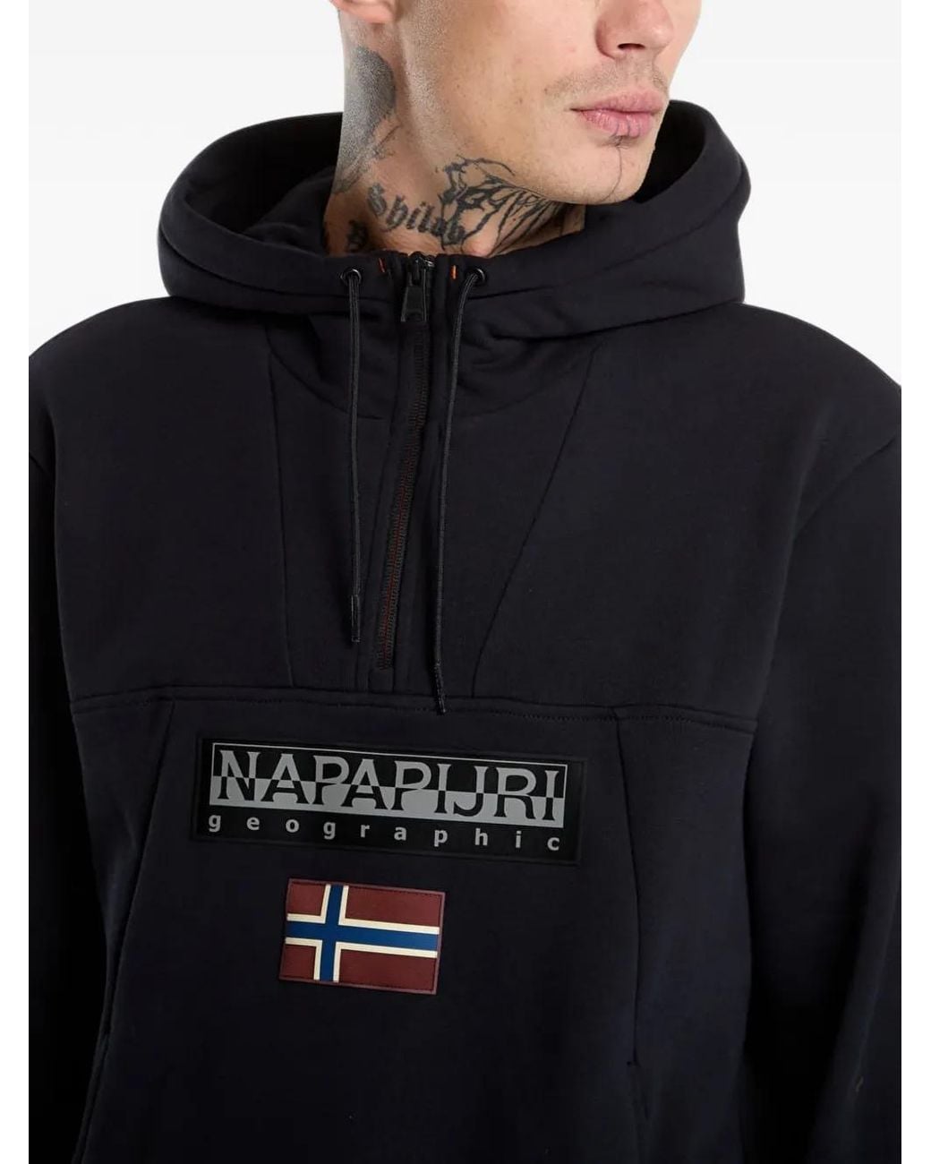 Napapijri Black Burgee Half-Zip Hoodie for men