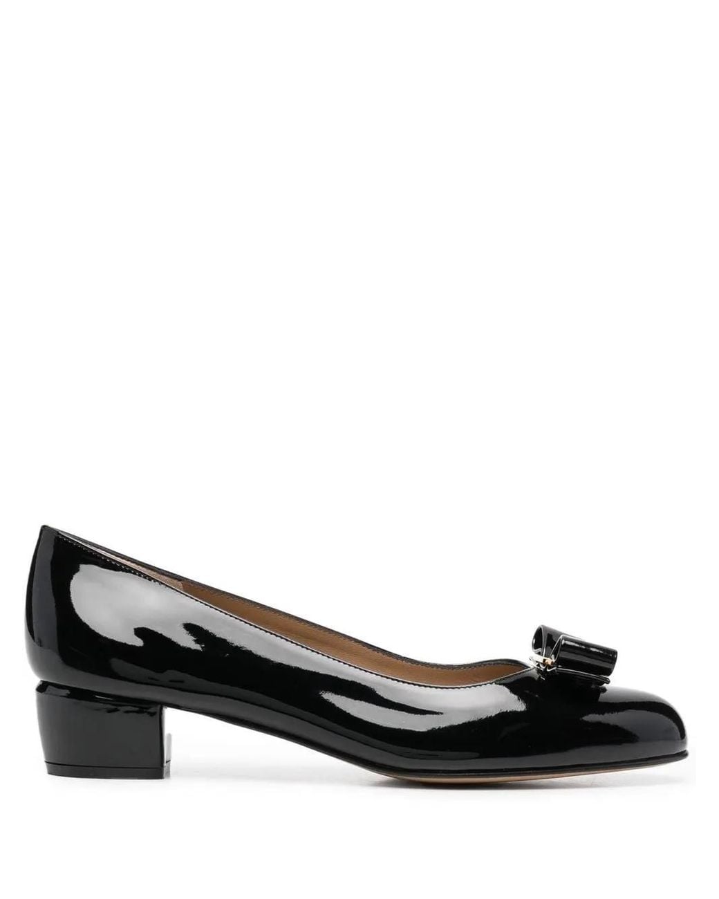 Ferragamo Black Vara Bow Patent Pumps
