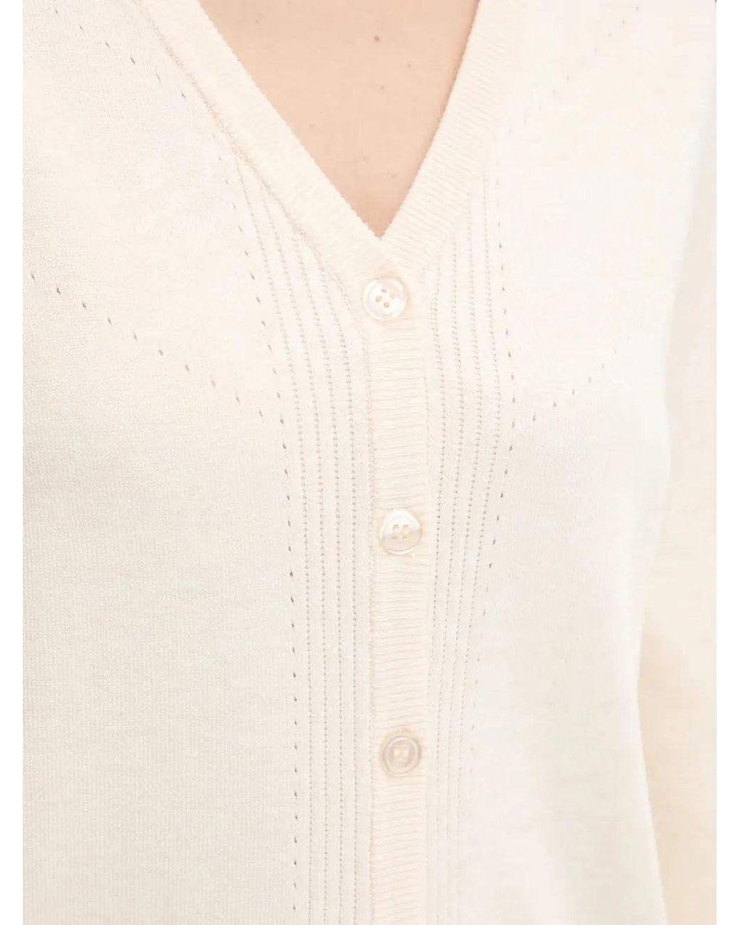 Bruuns Bazaar Natural Button-Up V-Neck Cardigan