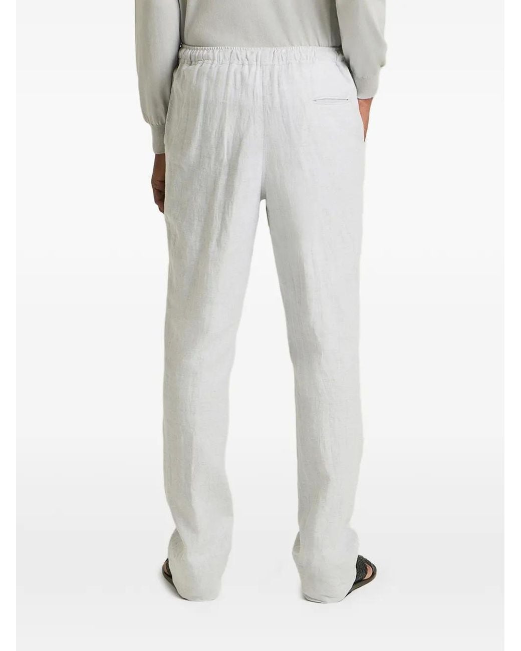 Kiton White Drawstring Elasticated Trousers for men