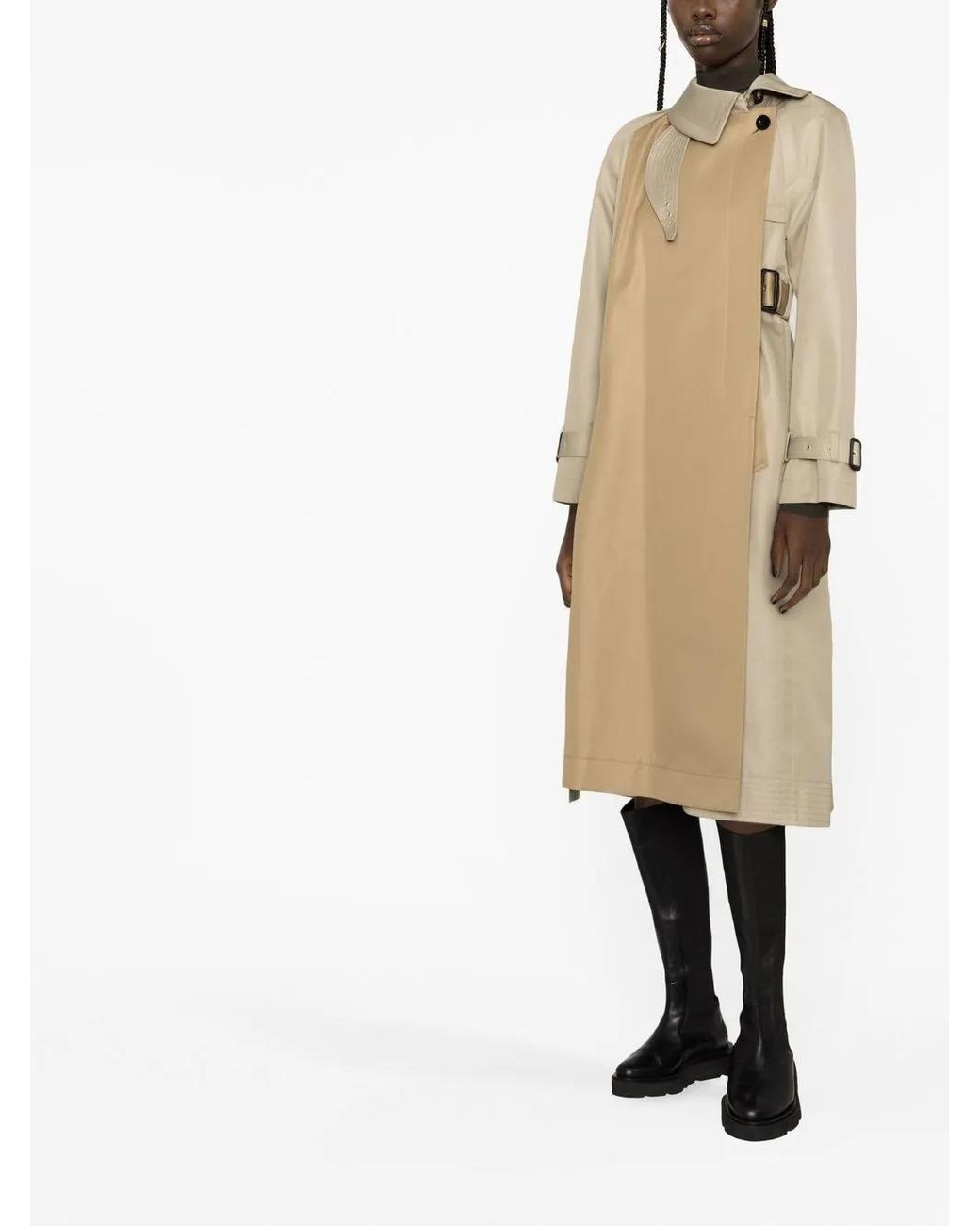 Sacai Natural Two-Tone Buttoned Coat