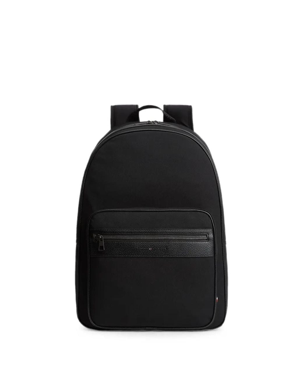 Tommy Hilfiger Black Logo-Print Zipped Backpack for men