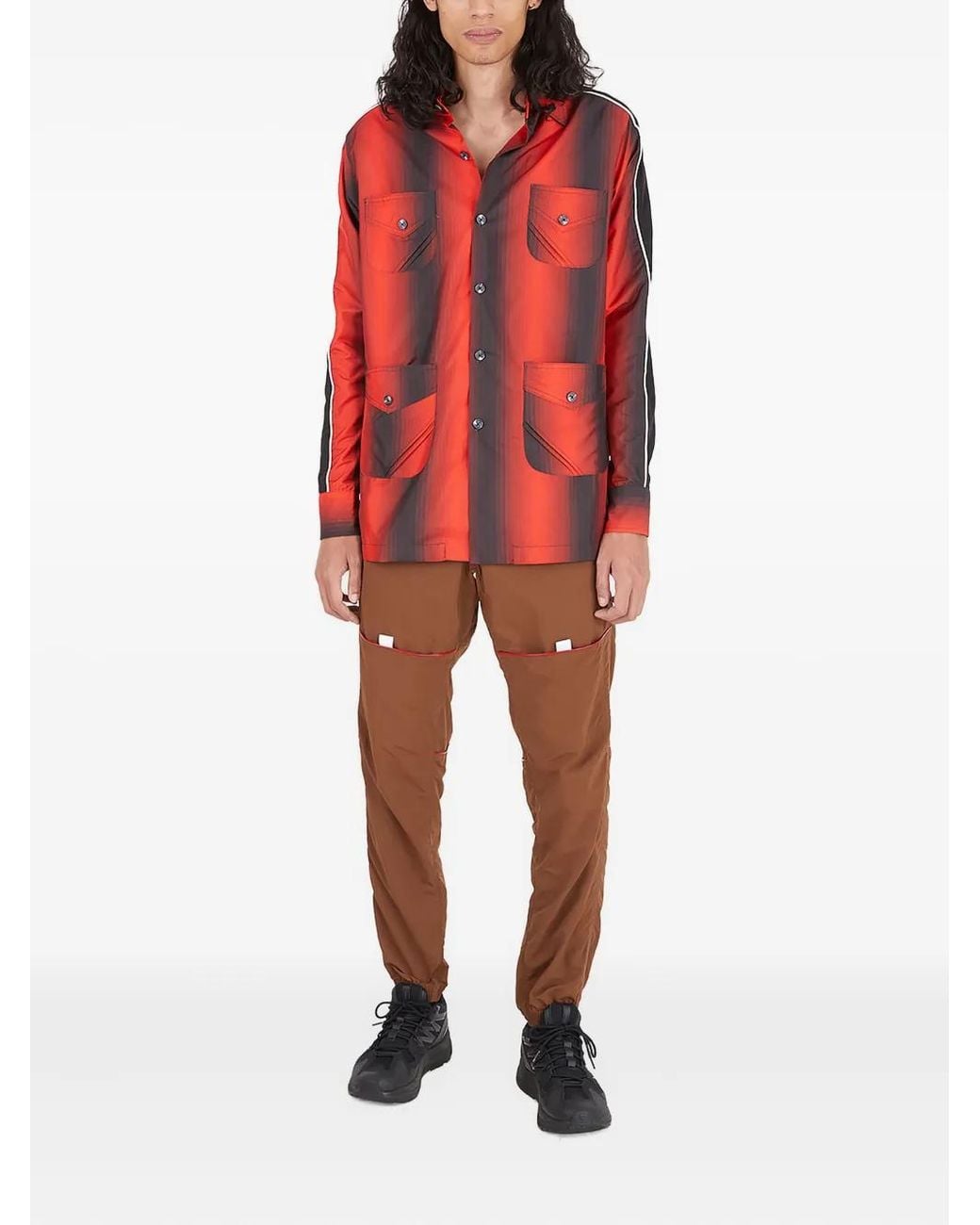 Ahluwalia Red Stripe-Pattern Shirt Jacket for men