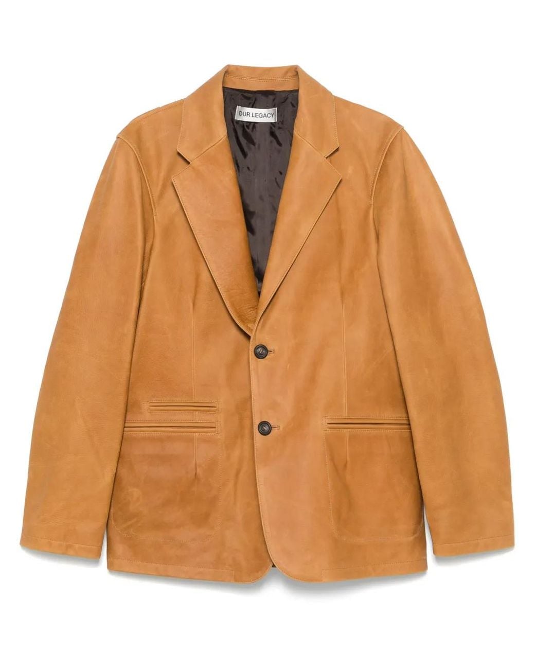 Our Legacy Brown Single-Breasted Leather Blazer for men
