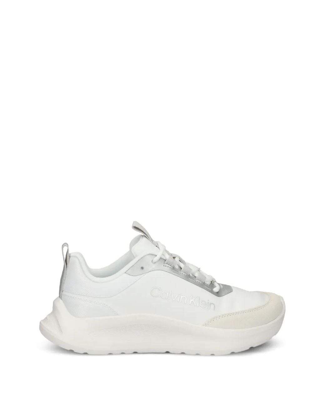 Calvin Klein White Logo-Print Panelled Low-Top Sneakers