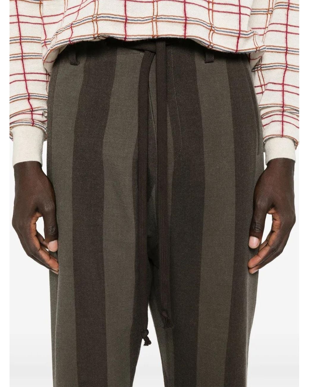 Uma Wang Black Striped Trousers for men