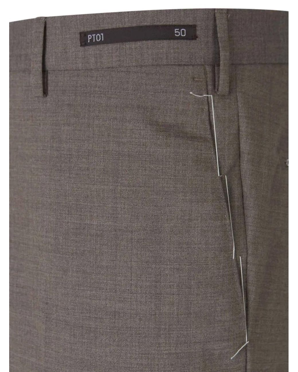 PT Torino Gray Wool Trousers for men