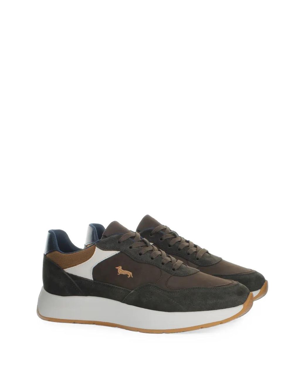 Harmont & Blaine Black Logo-Embroidered Panelled Sneakers for men