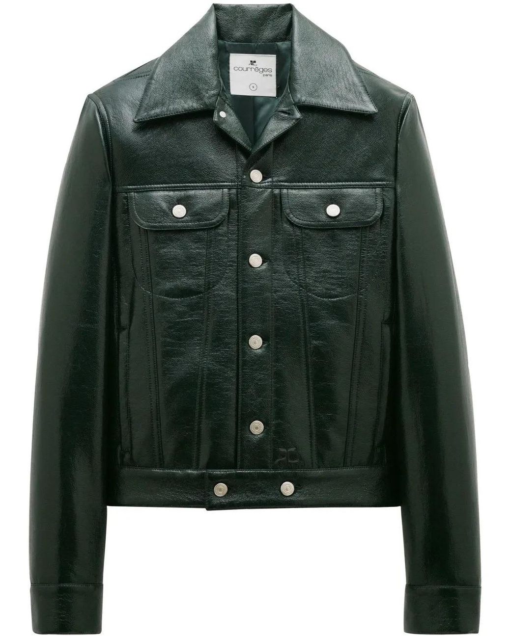 Courreges Green Vinyl V-Cut Trucker Jacket for men
