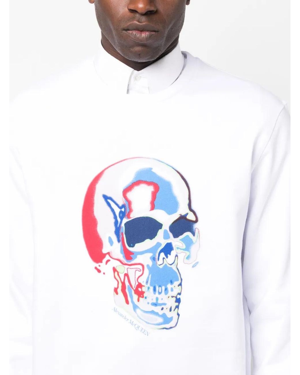 Sweat En Coton À Imprimé Tête De Mort McQueen pour homme en coloris White