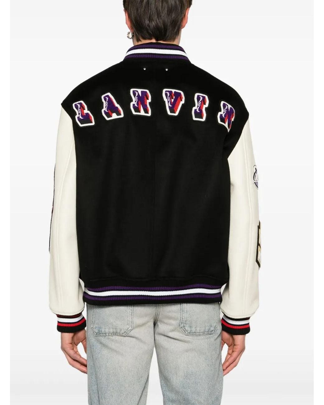 Giacca Varsity Con Applicazione di Lanvin in Black da Uomo