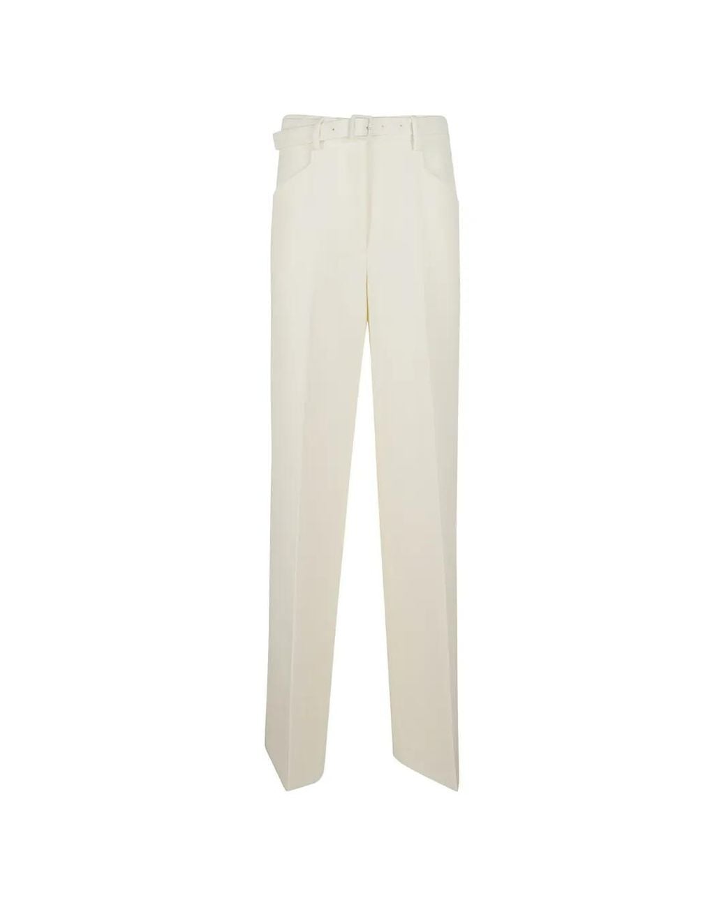 Gabriela Hearst White Belted Pressed-Crease Trousers