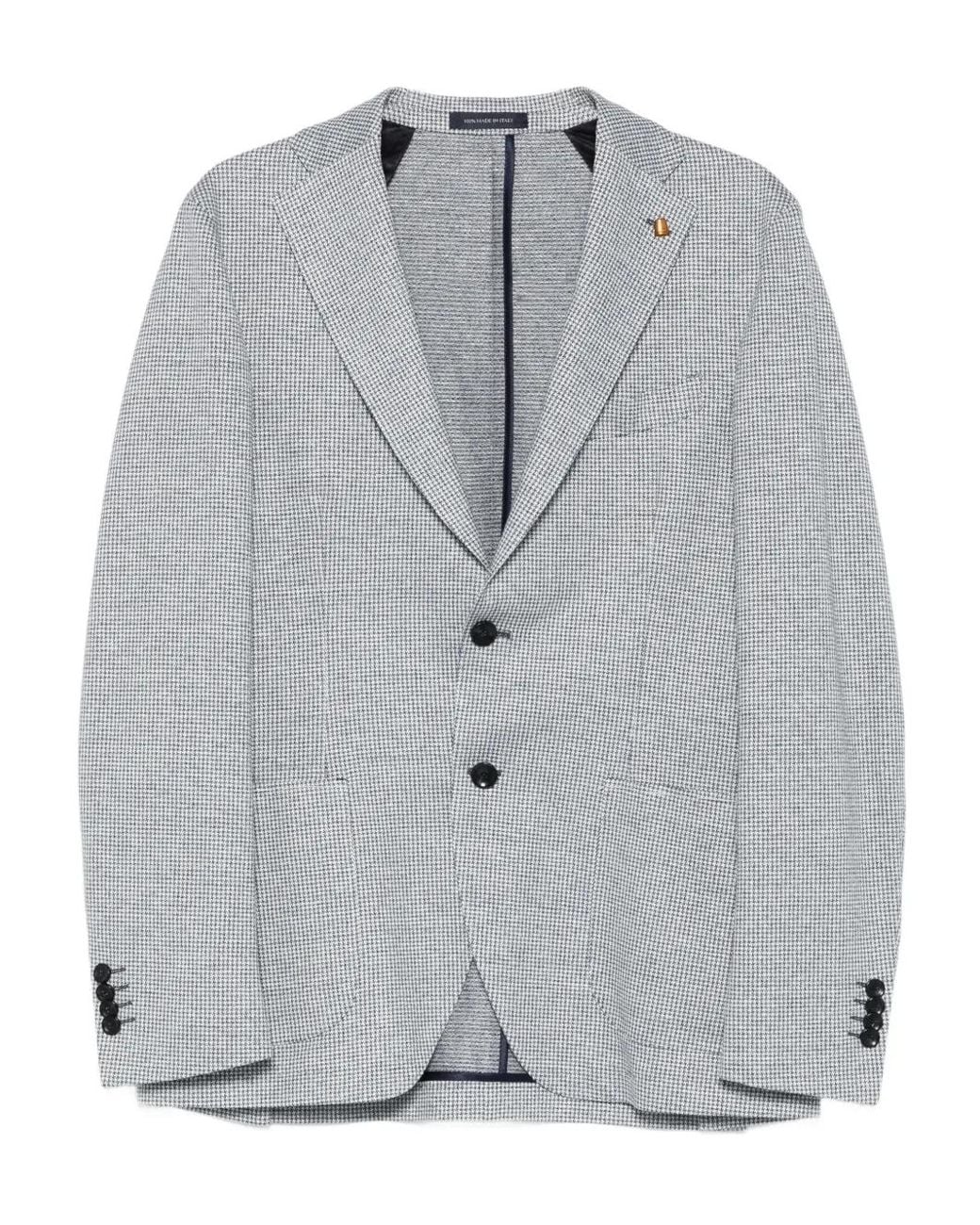 Latorre Gray Houndstooth-Pattern Blazer for men