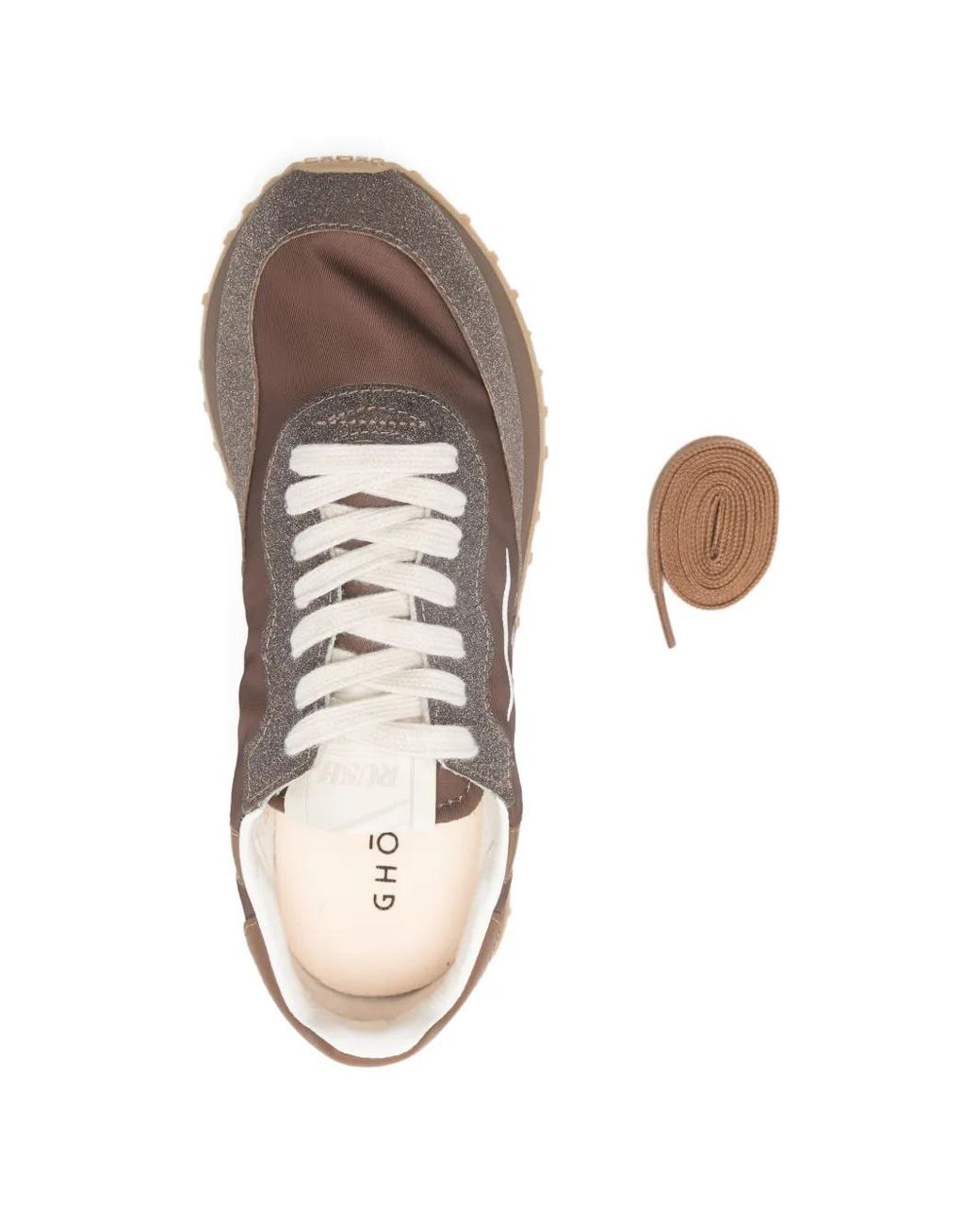GHOUD VENICE Brown Rush Glitter-Detail Panel Sneakers