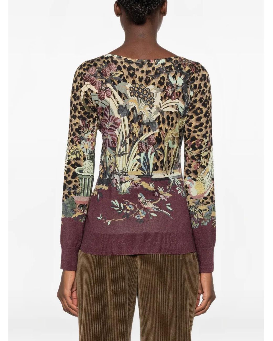 Etro Brown Pullover Mit Leopardenprint